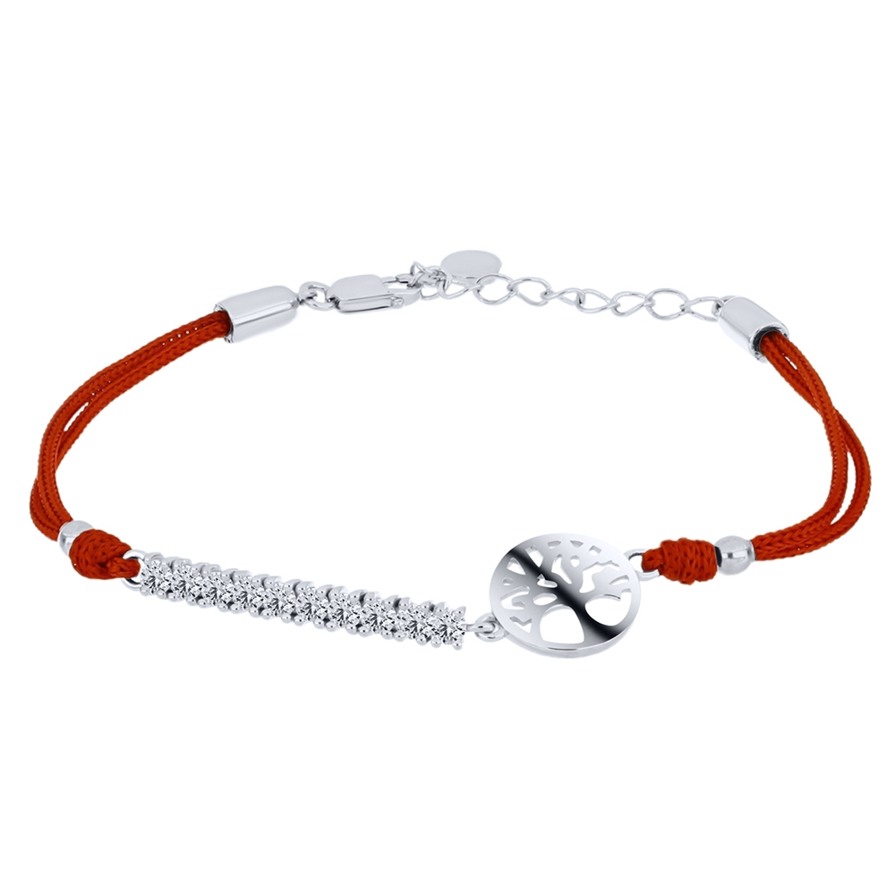 Brățară din argint  cu pietre Cubic Zirconia Incolor, Textil
