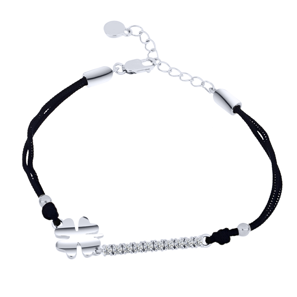 Brățară din argint  cu pietre Cubic Zirconia Incolor, Textil