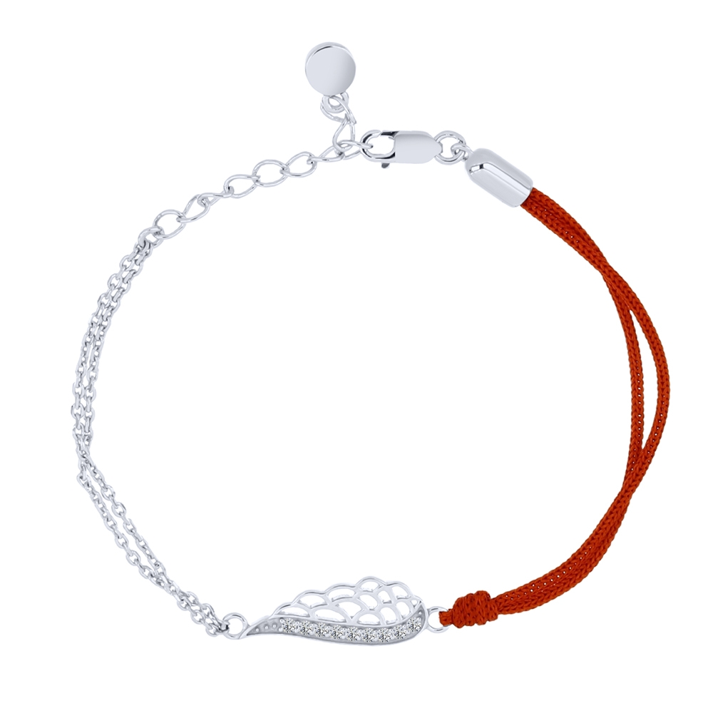 Brățară din argint  cu pietre Cubic Zirconia Incolor, Textil