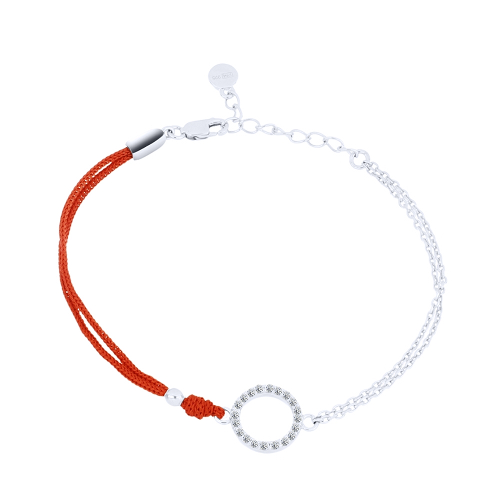 Brățară din argint  cu pietre Cubic Zirconia Incolor, Textil