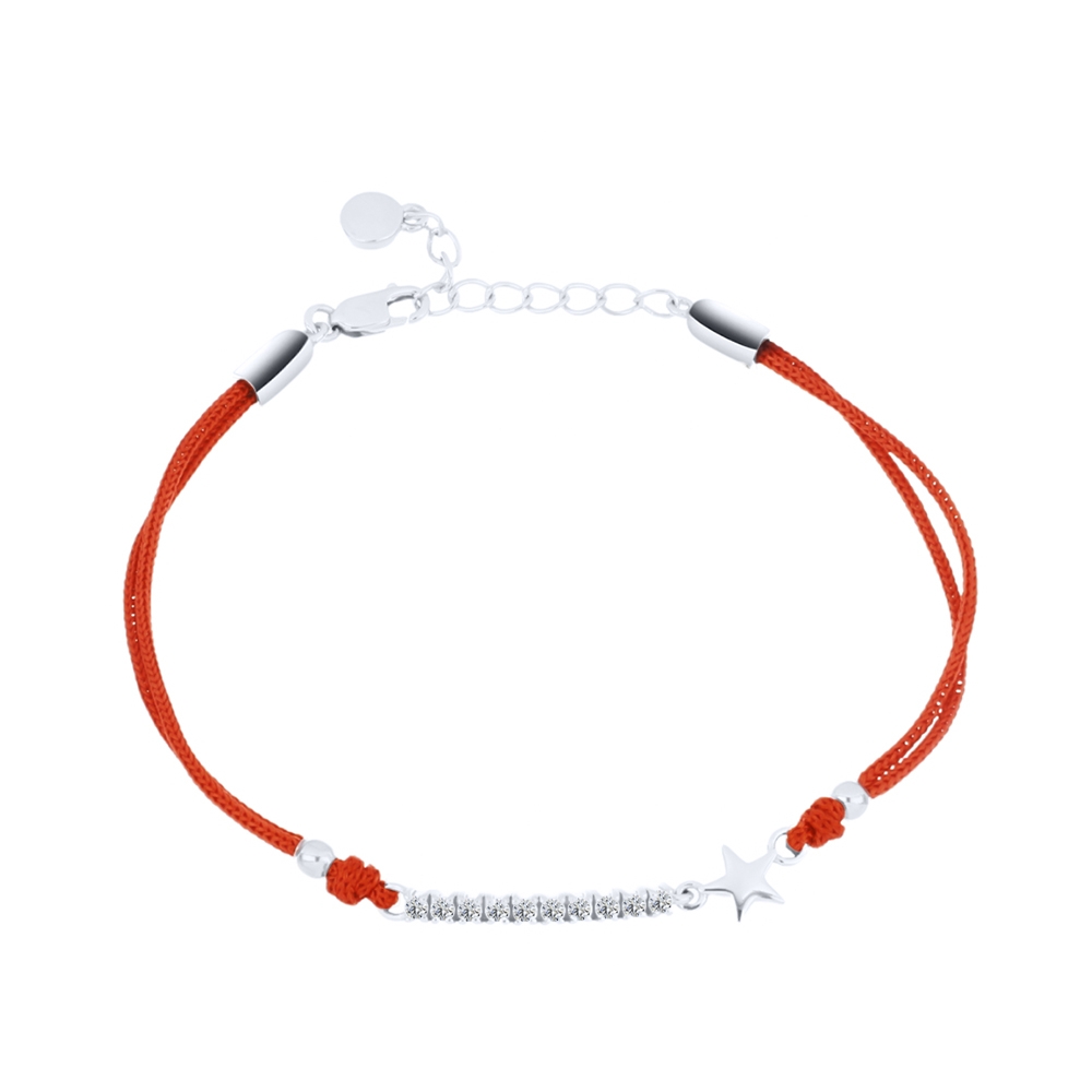Brățară din argint  cu pietre Cubic Zirconia Incolor, Textil