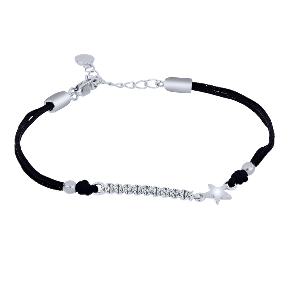 Brățară din argint  cu pietre Cubic Zirconia Incolor, Textil
