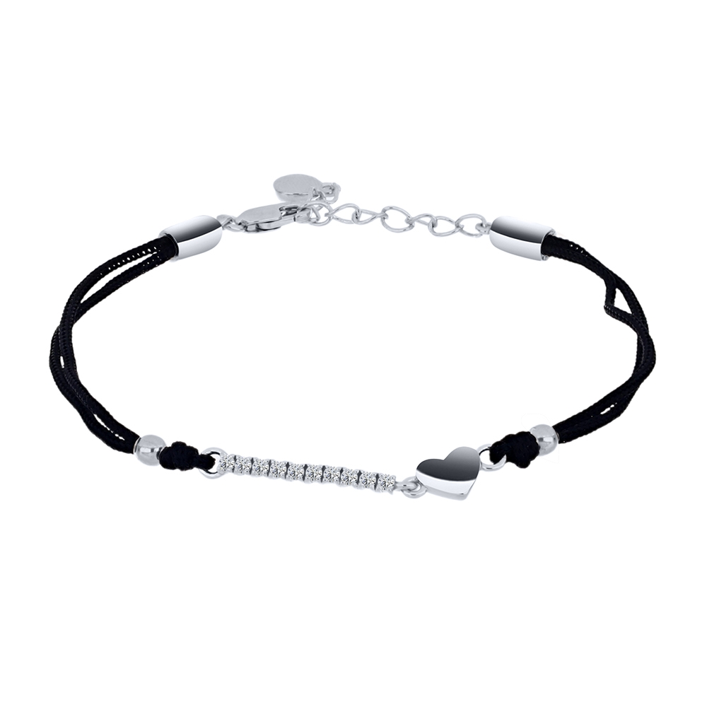 Brățară din argint  cu pietre Cubic Zirconia Incolor, Textil