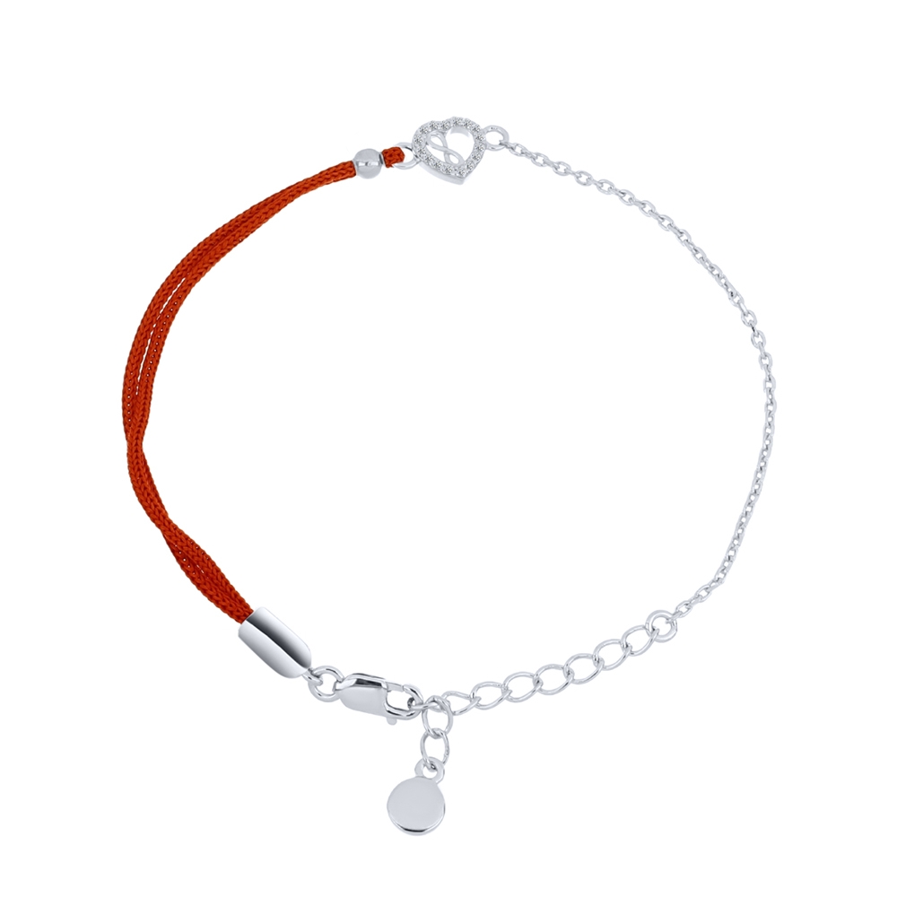 Brățară din argint  cu pietre Cubic Zirconia Incolor, Textil