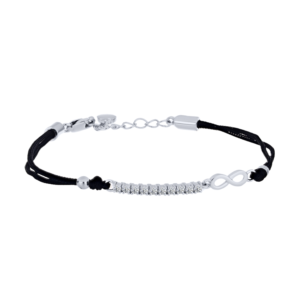 Brățară din argint  cu pietre Cubic Zirconia Incolor, Textil