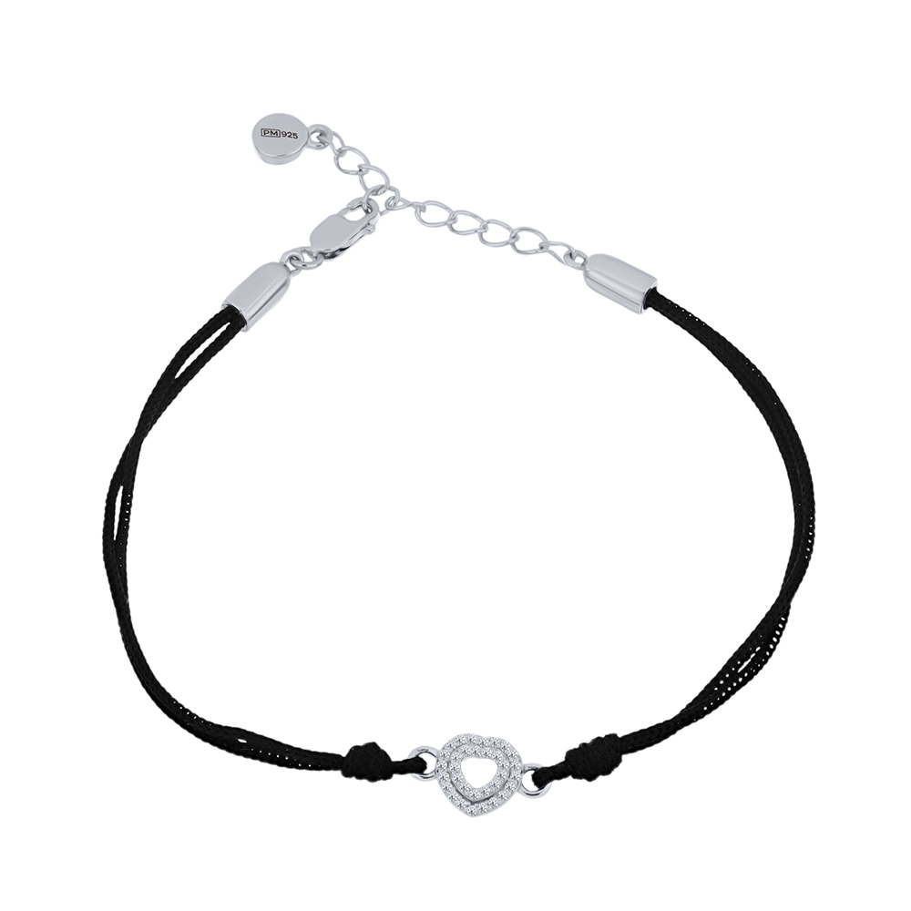 Brățară din argint  cu pietre Cubic Zirconia Incolor, Textil