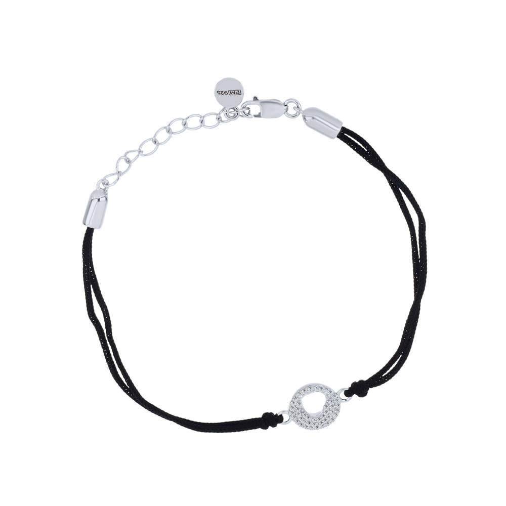 Brățară din argint  cu pietre Cubic Zirconia Incolor, Textil