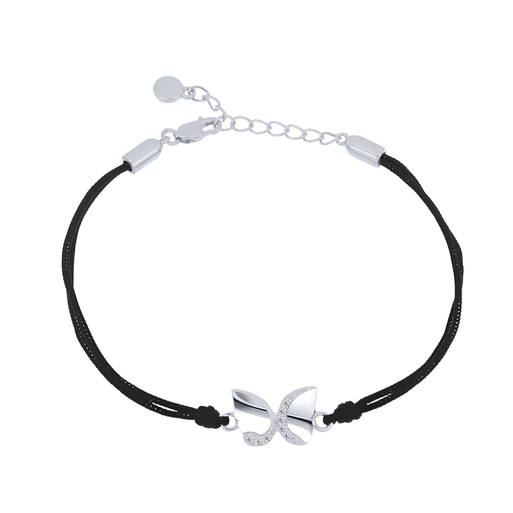 Brățară din argint  cu pietre Cubic Zirconia Incolor, Textil
