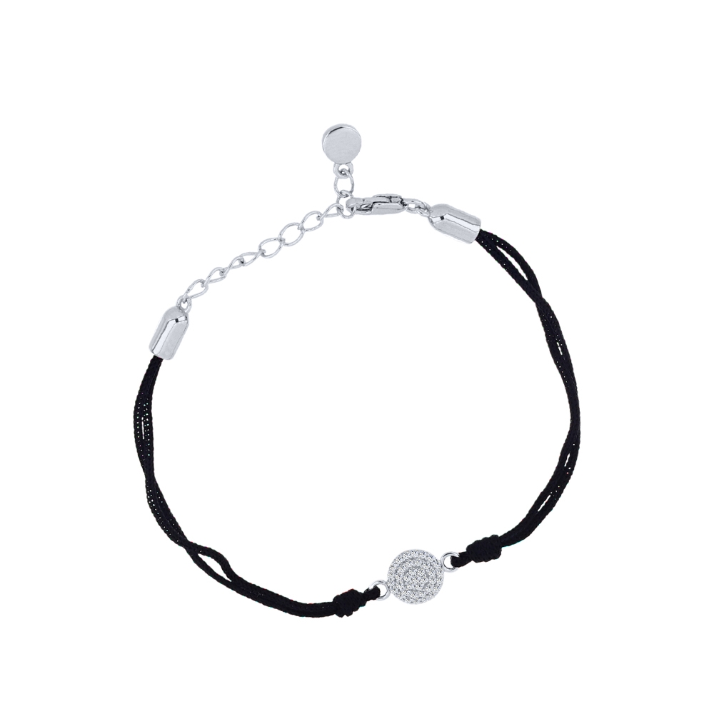 Brățară din argint  cu pietre Cubic Zirconia Incolor, Textil