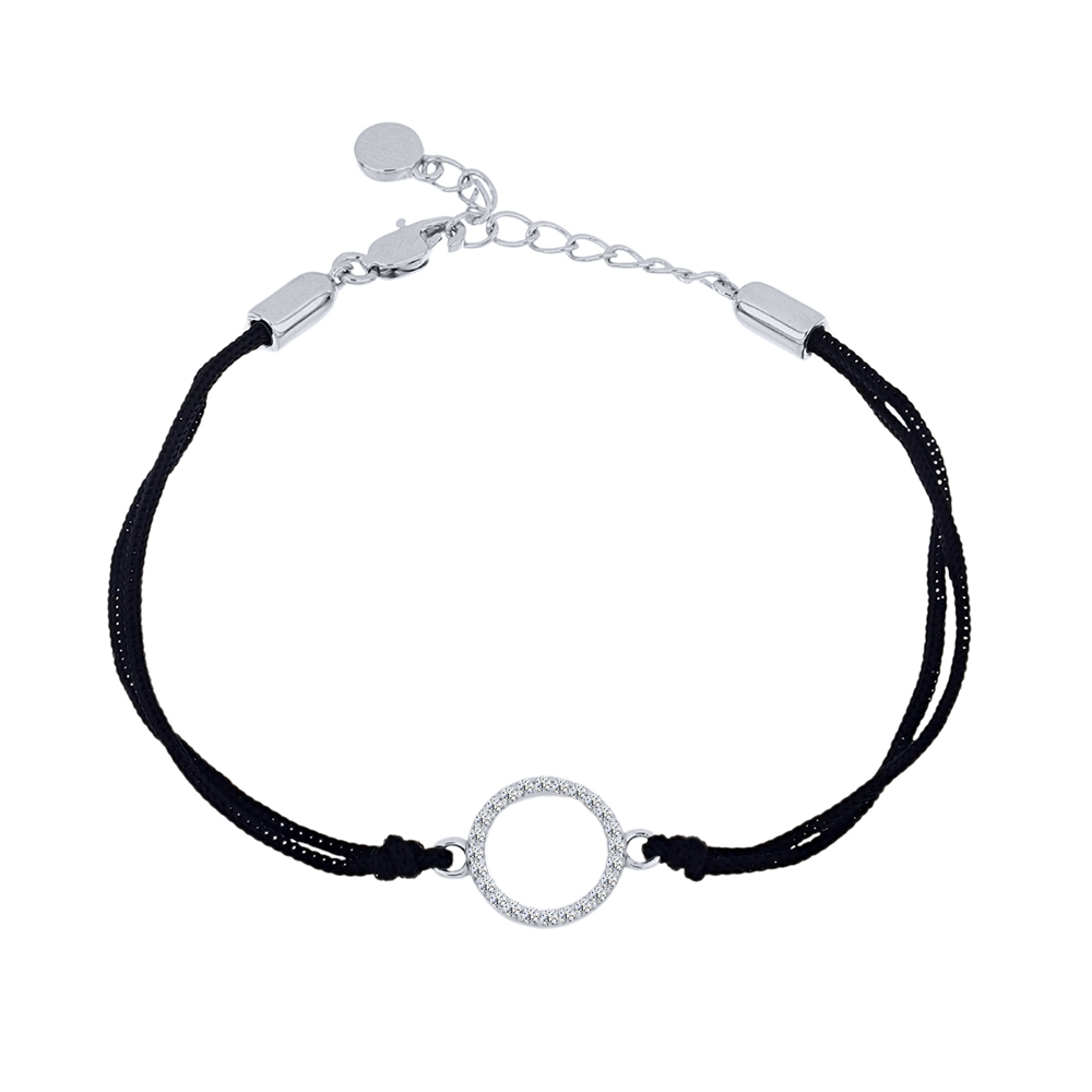 Brățară din argint  cu pietre Cubic Zirconia Incolor, Textil