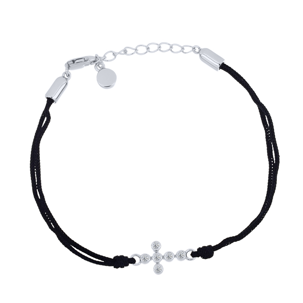 Brățară din argint  cu pietre Cubic Zirconia Incolor, Textil