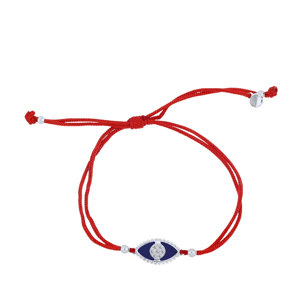 Brățară din argint  cu pietre Cubic Zirconia Incolor, Textil