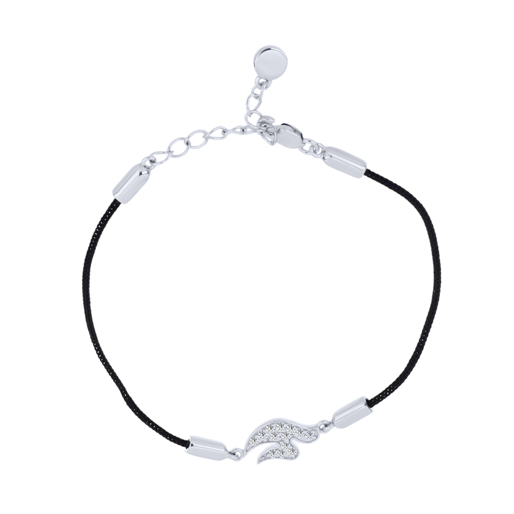 Brățară din argint  cu pietre Cubic Zirconia Incolor, Textil