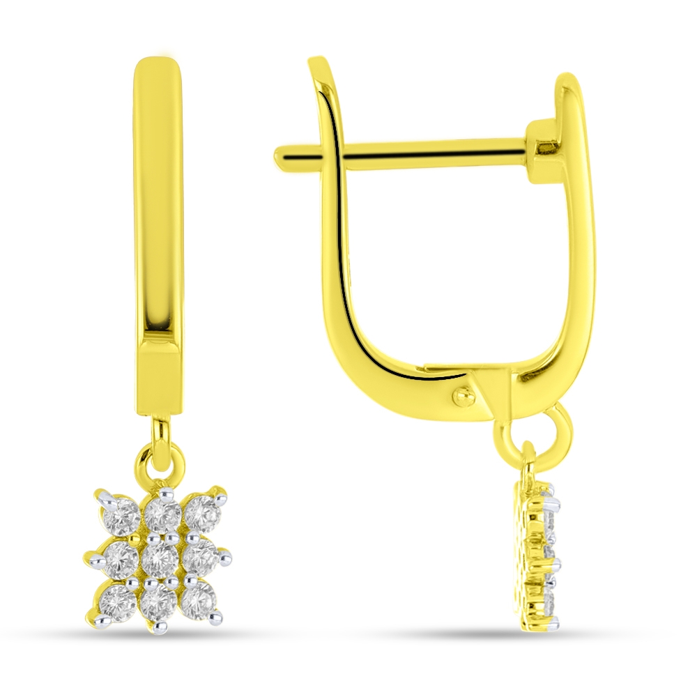 Cercei Suspendați din aur galben cu pietre Cubic Zirconia Incolor