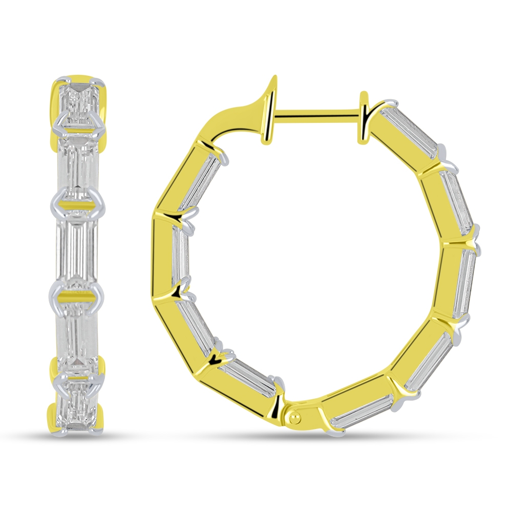 Cercei Creole din aur galben cu pietre Cubic Zirconia Incolor