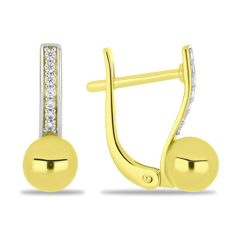 Cercei din aur galben cu pietre Cubic Zirconia Incolor