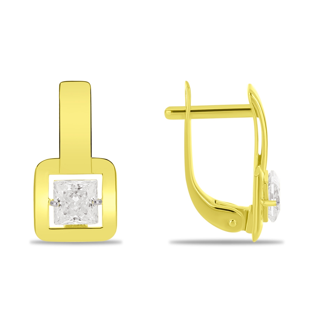 Cercei din aur galben cu pietre Cubic Zirconia Incolor
