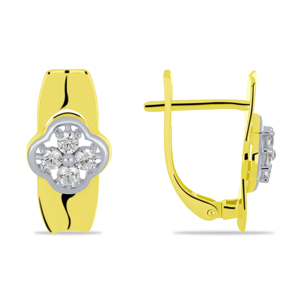 Cercei din aur galben cu pietre Cubic Zirconia Incolor