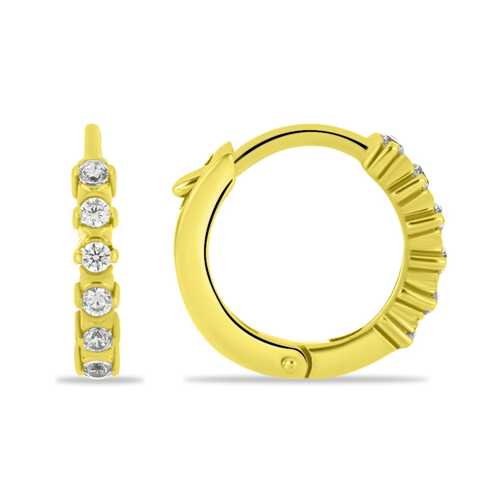 Cercei Creole din aur galben cu pietre Cubic Zirconia Incolor