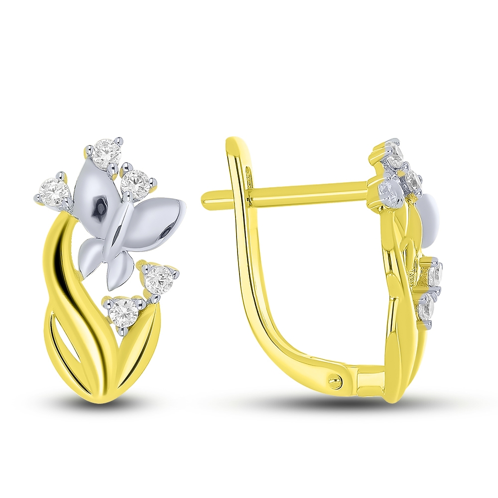 Cercei din aur galben cu pietre Cubic Zirconia Incolor