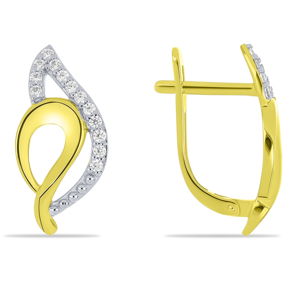 Cercei din aur galben cu pietre Cubic Zirconia Incolor