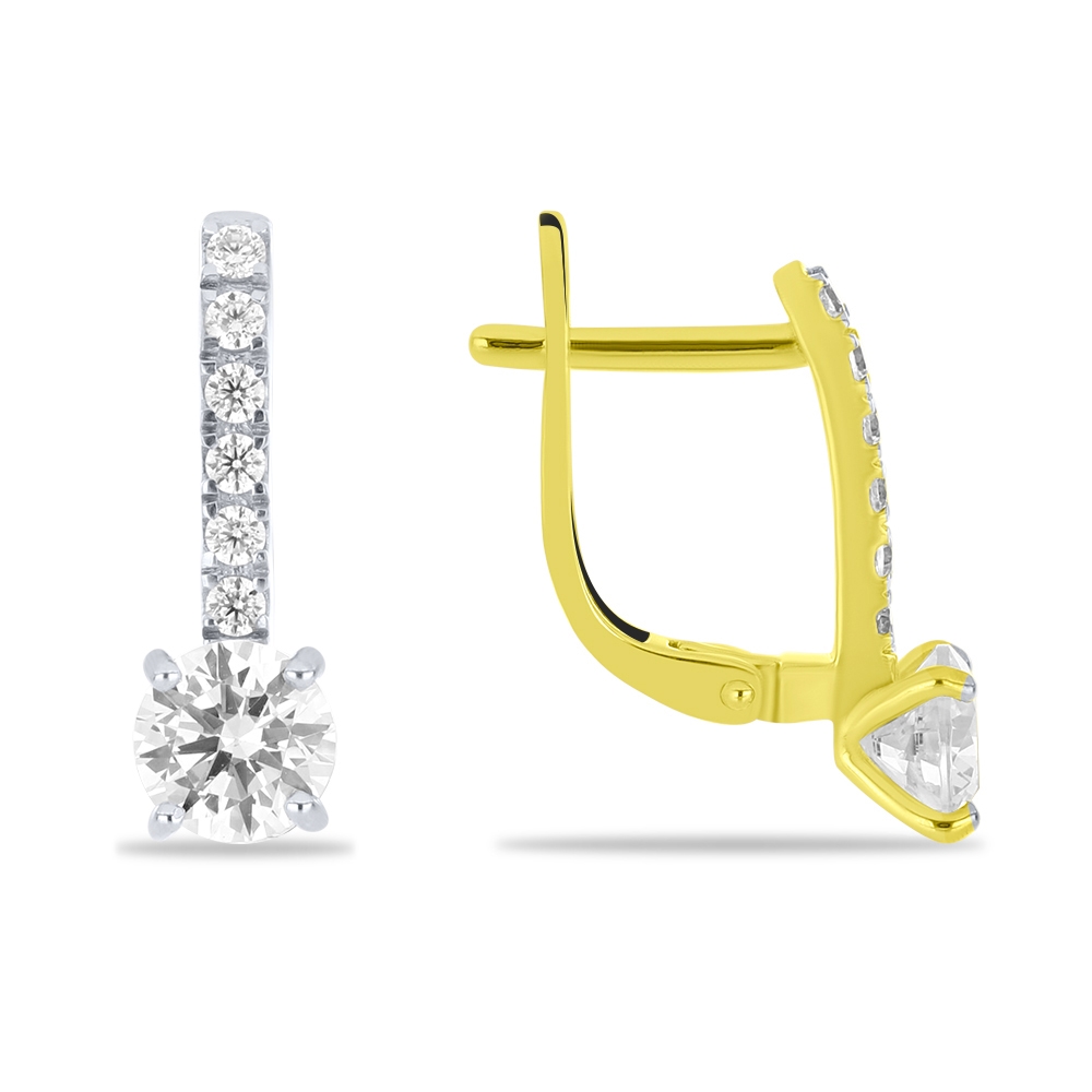 Cercei din aur galben cu pietre Cubic Zirconia Incolor