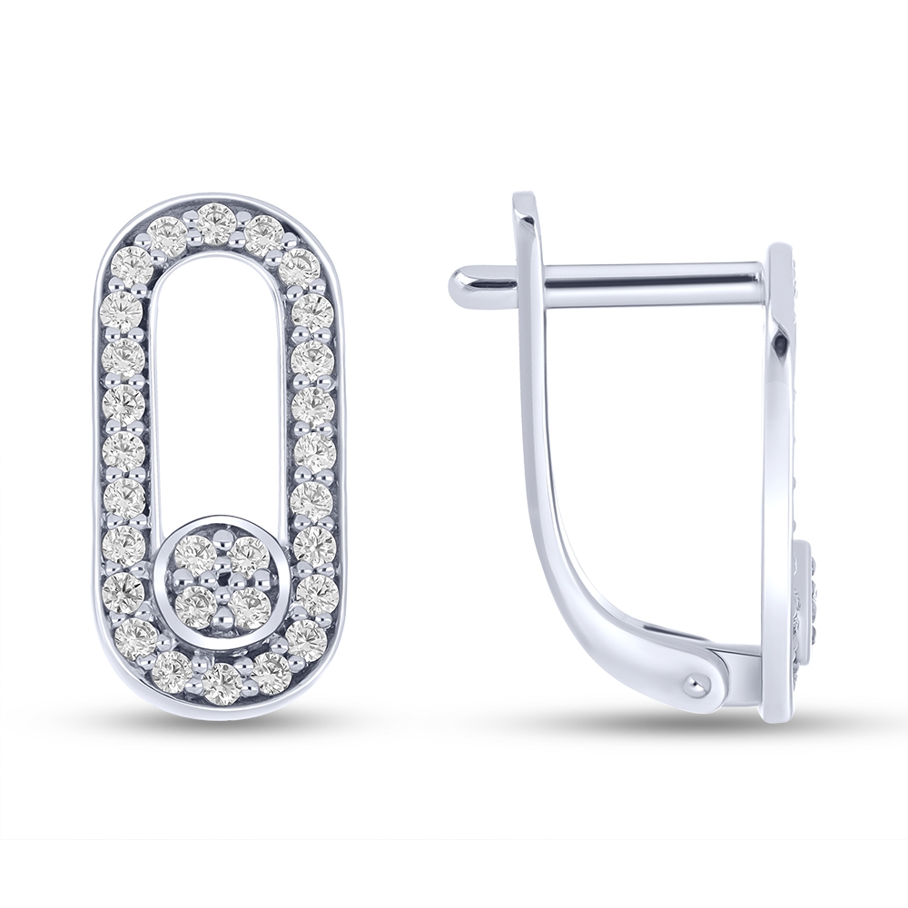 Cercei din aur alb cu pietre Cubic Zirconia Incolor