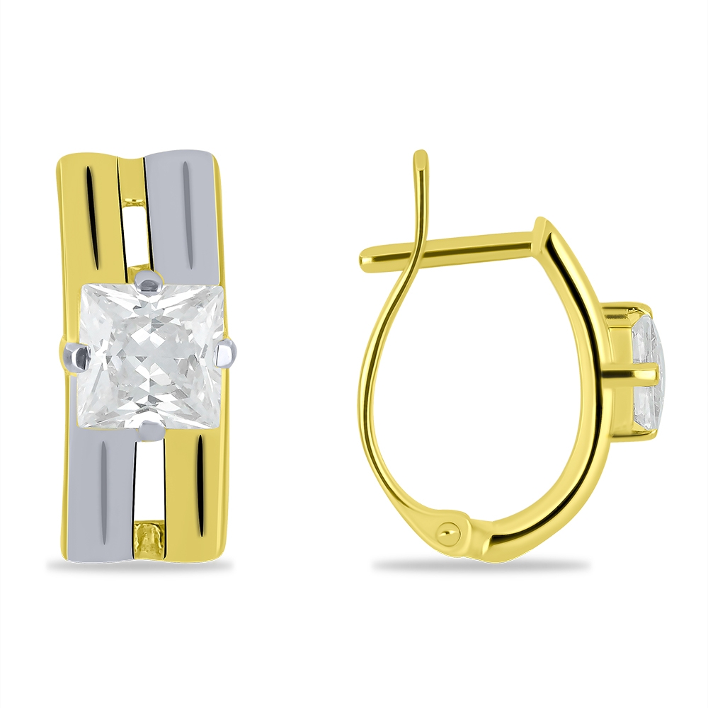 Cercei din aur galben cu pietre Cubic Zirconia Incolor