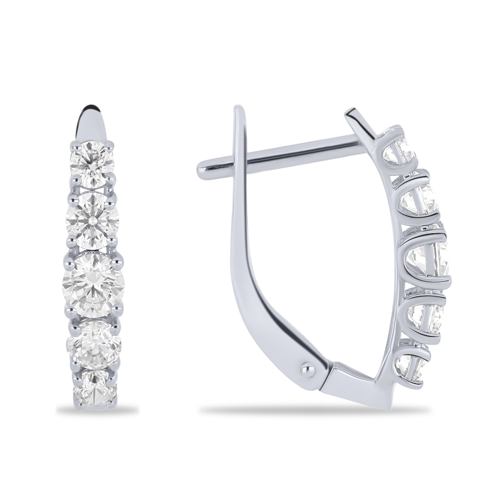 Cercei din aur alb cu pietre Cubic Zirconia Incolor