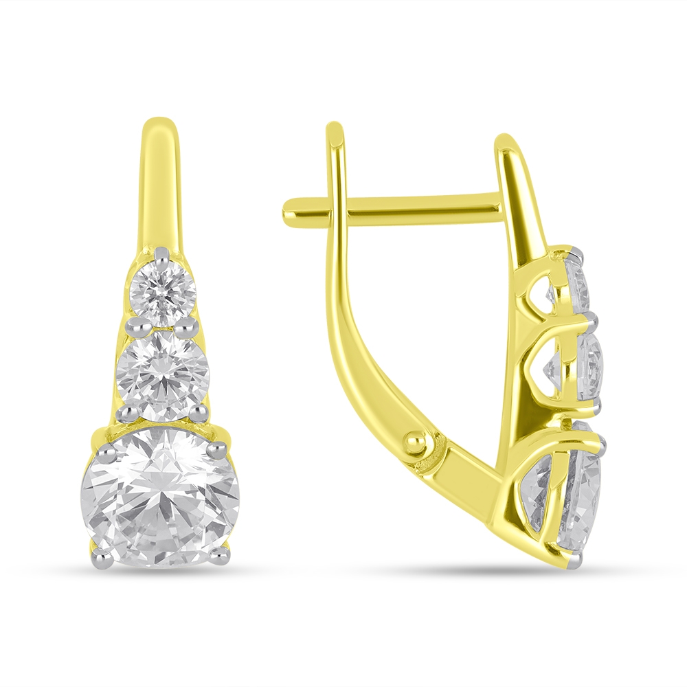 Cercei din aur galben cu pietre Cubic Zirconia Incolor