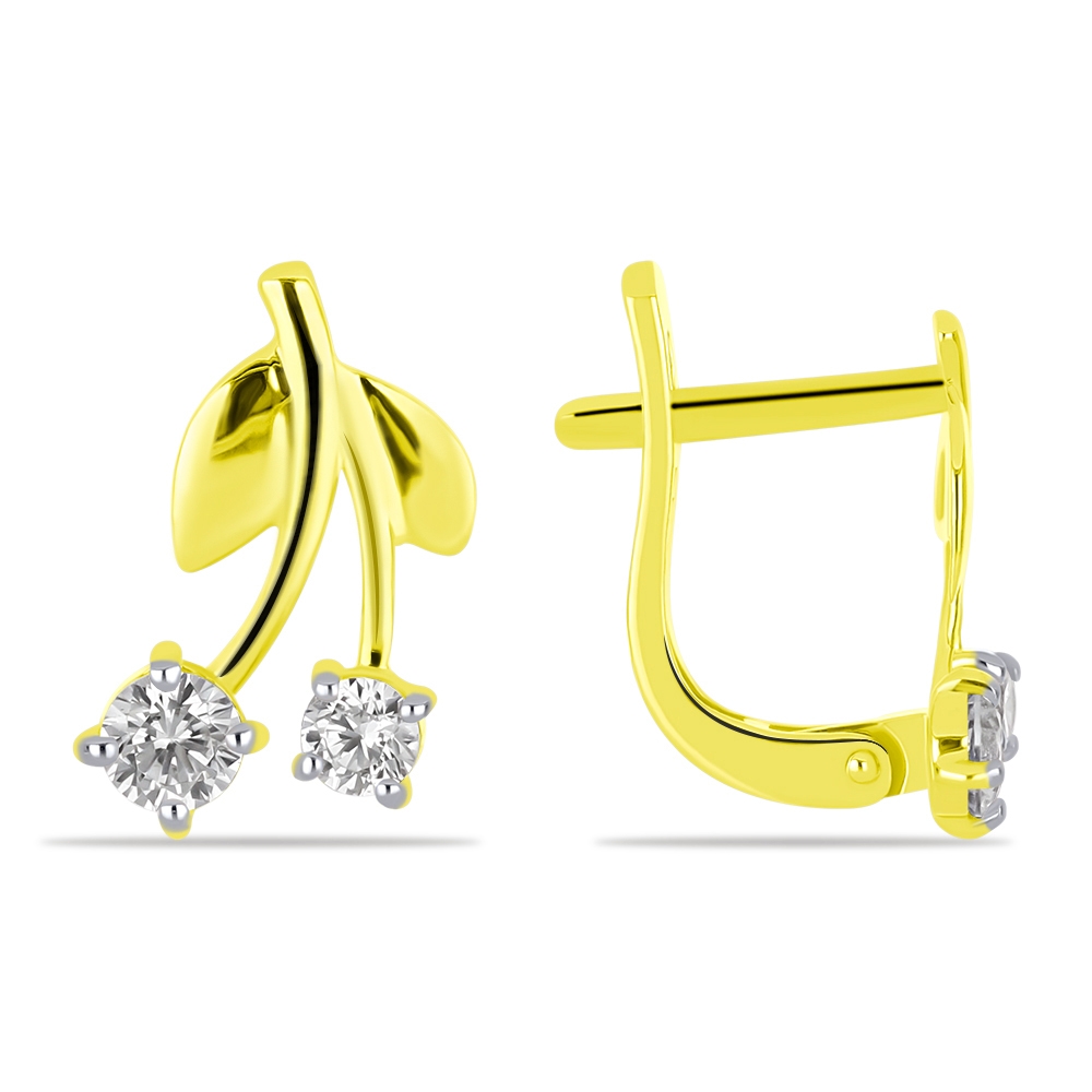 Cercei din aur galben cu pietre Cubic Zirconia Incolor