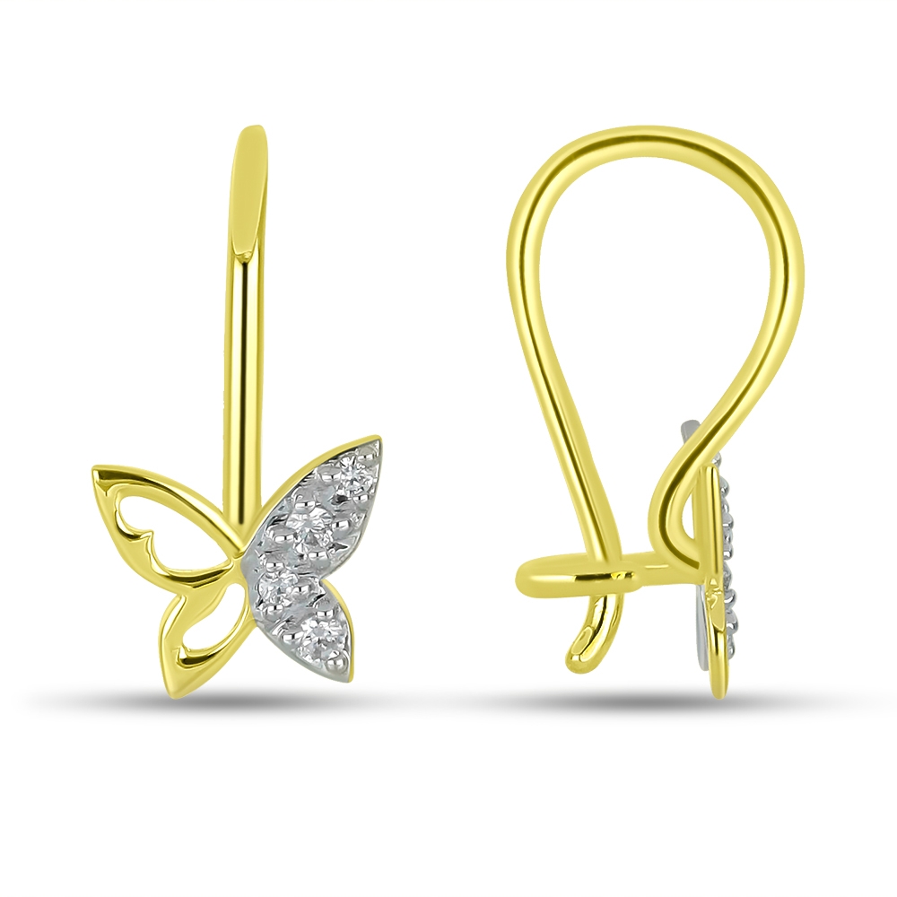 Cercei din aur galben cu pietre Cubic Zirconia Incolor