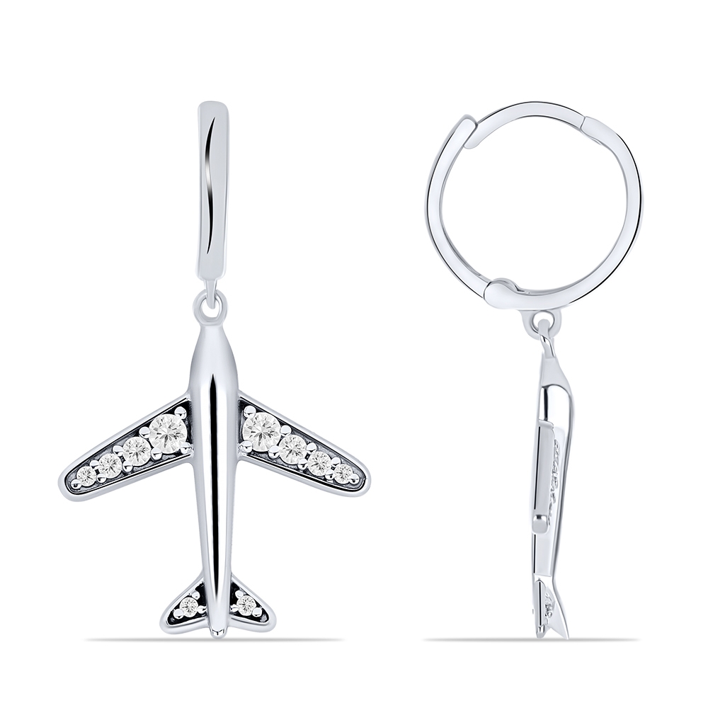 Cercei Creole din argint  cu pietre Cubic Zirconia Incolor