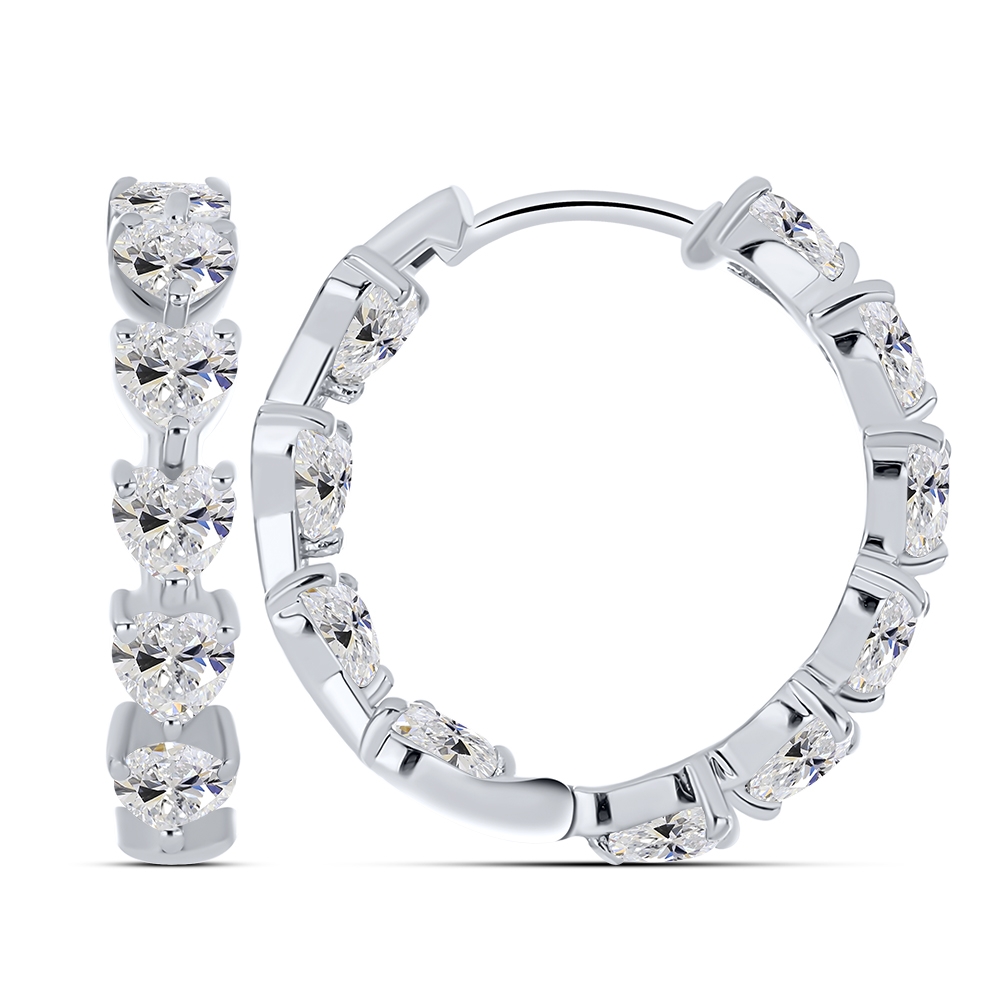 Cercei Creole din argint  cu pietre Cubic Zirconia Incolor