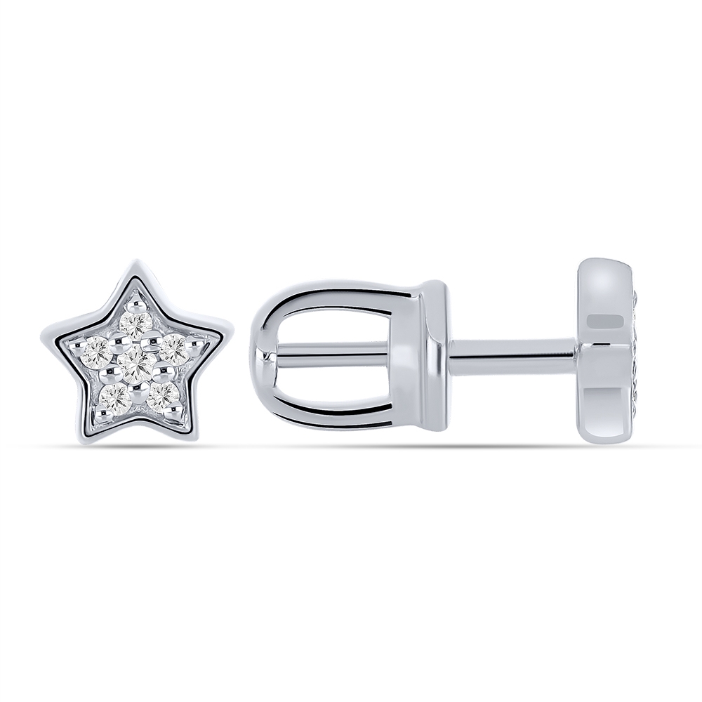 Cercei Pusete din argint  cu pietre Cubic Zirconia Incolor