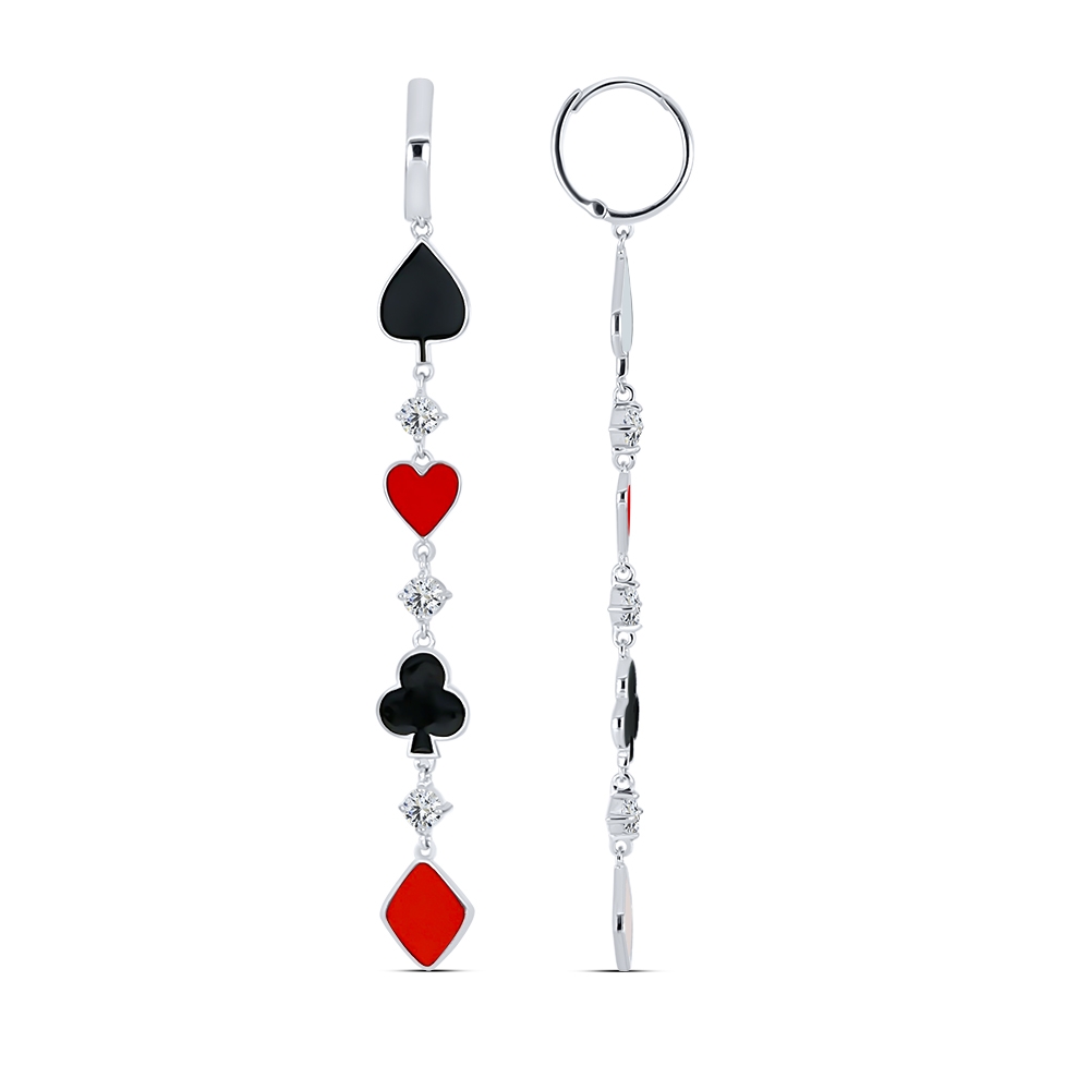 Cercei Creole din argint  cu pietre Cubic Zirconia Incolor, Finift