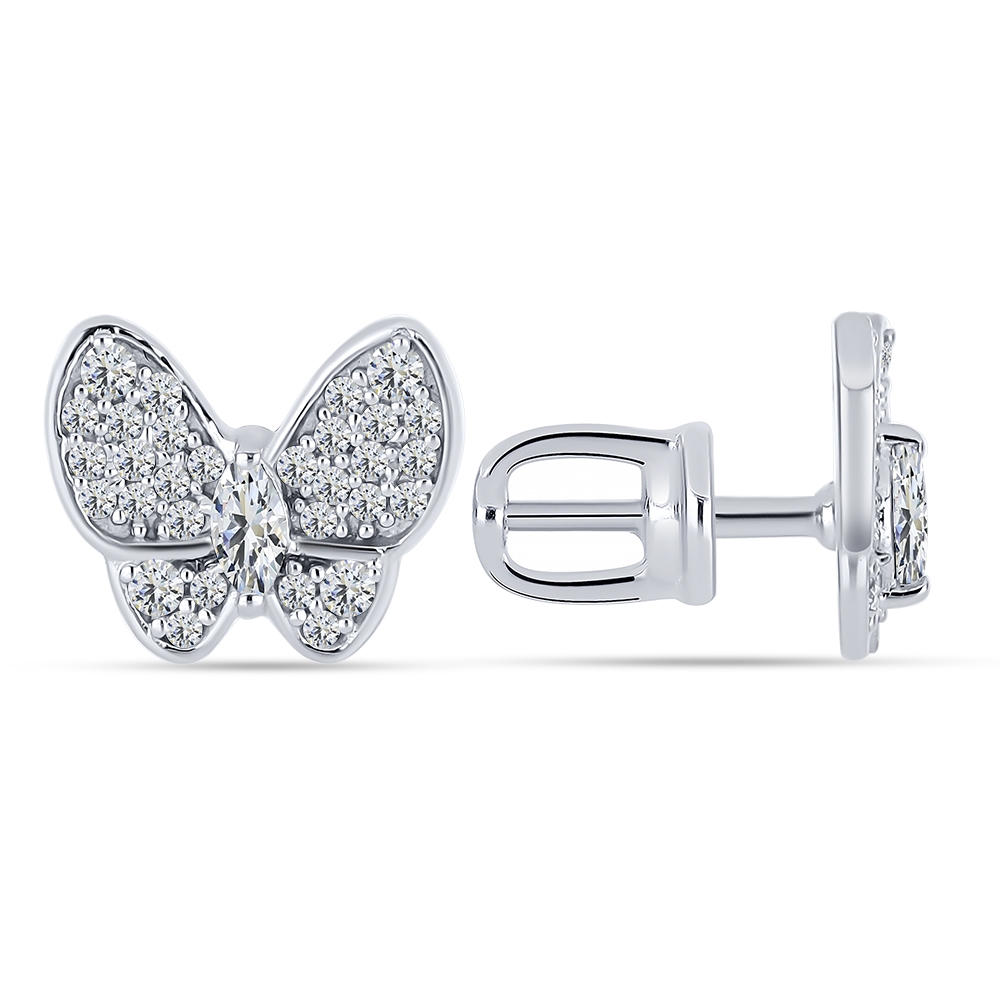 Cercei Pusete din argint  cu pietre Cubic Zirconia Incolor
