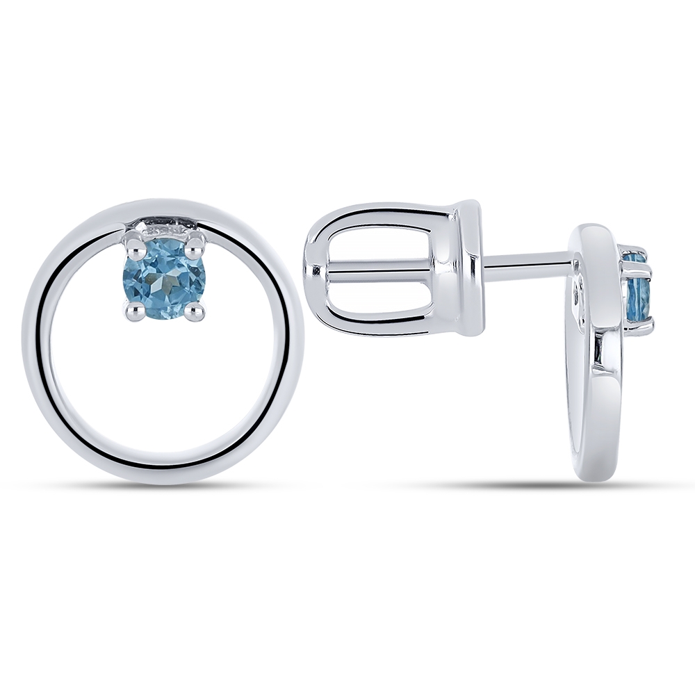 Cercei Pusete din argint  cu pietre Topaz Swiss