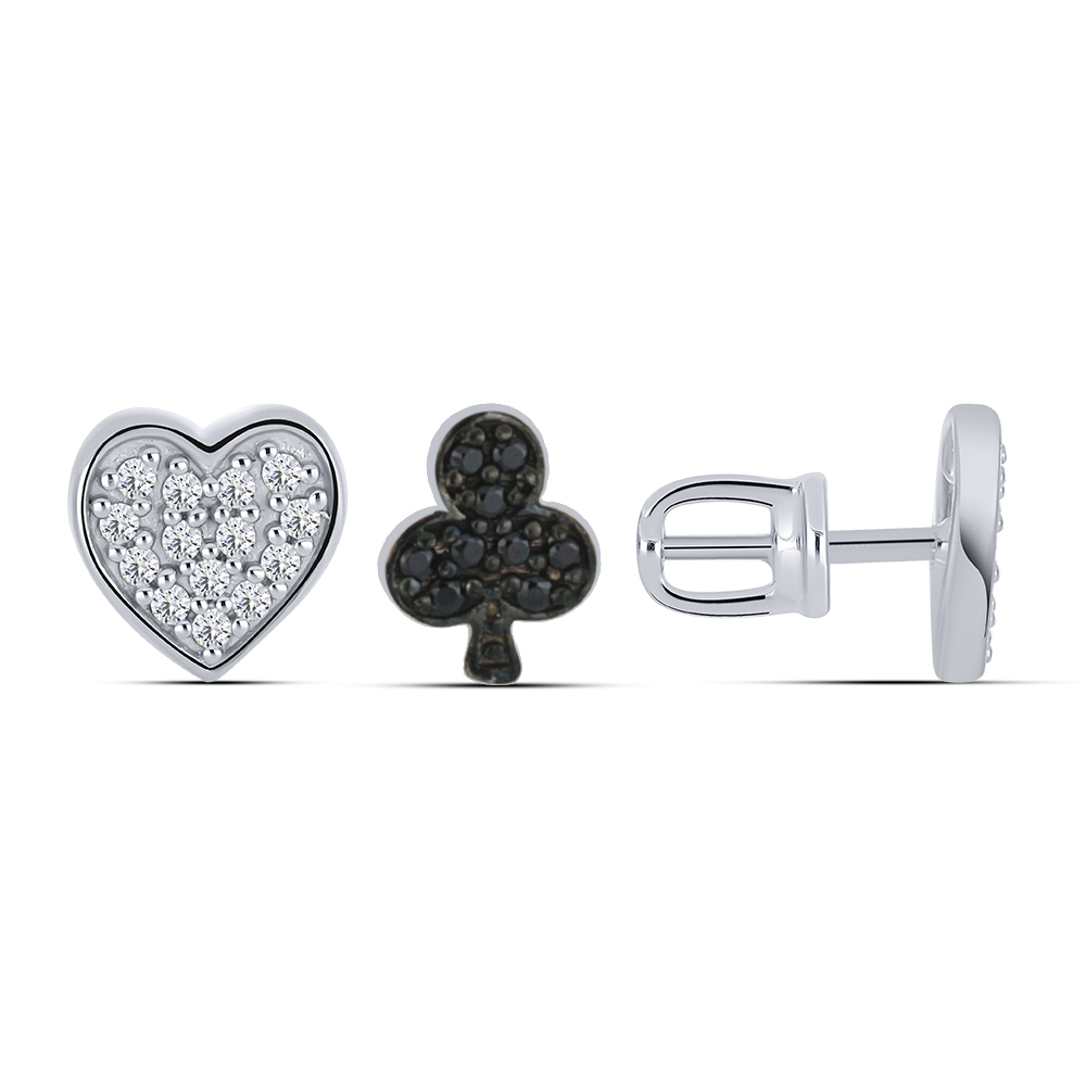 Cercei Pusete din argint  cu pietre Cubic Zirconia Incolor, Spinel