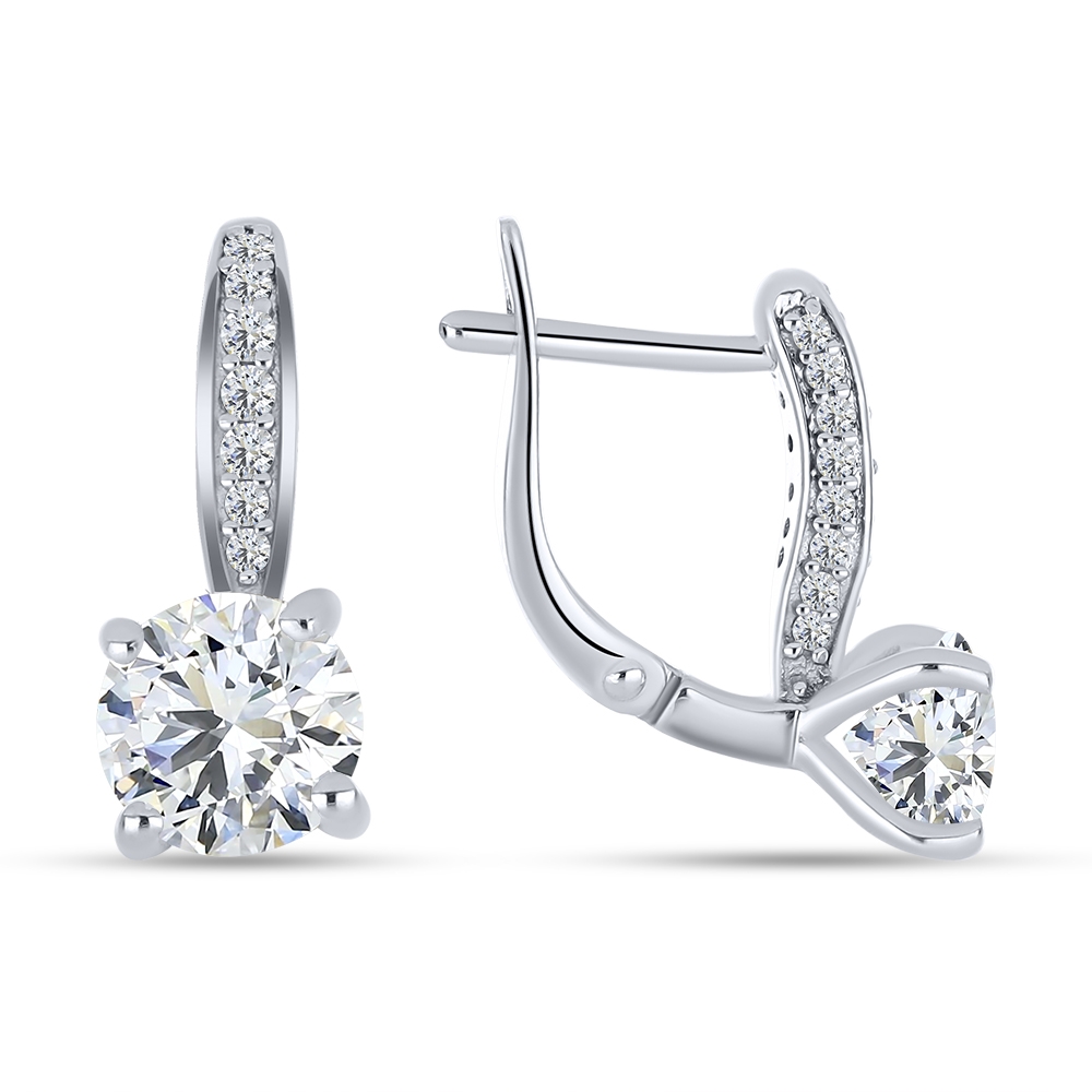 Cercei din argint  cu pietre Cubic Zirconia Incolor