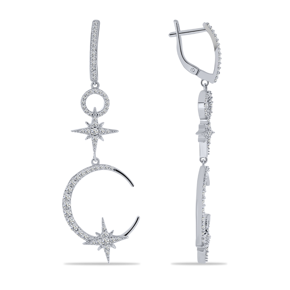 Cercei Suspendați din argint  cu pietre Cubic Zirconia Incolor