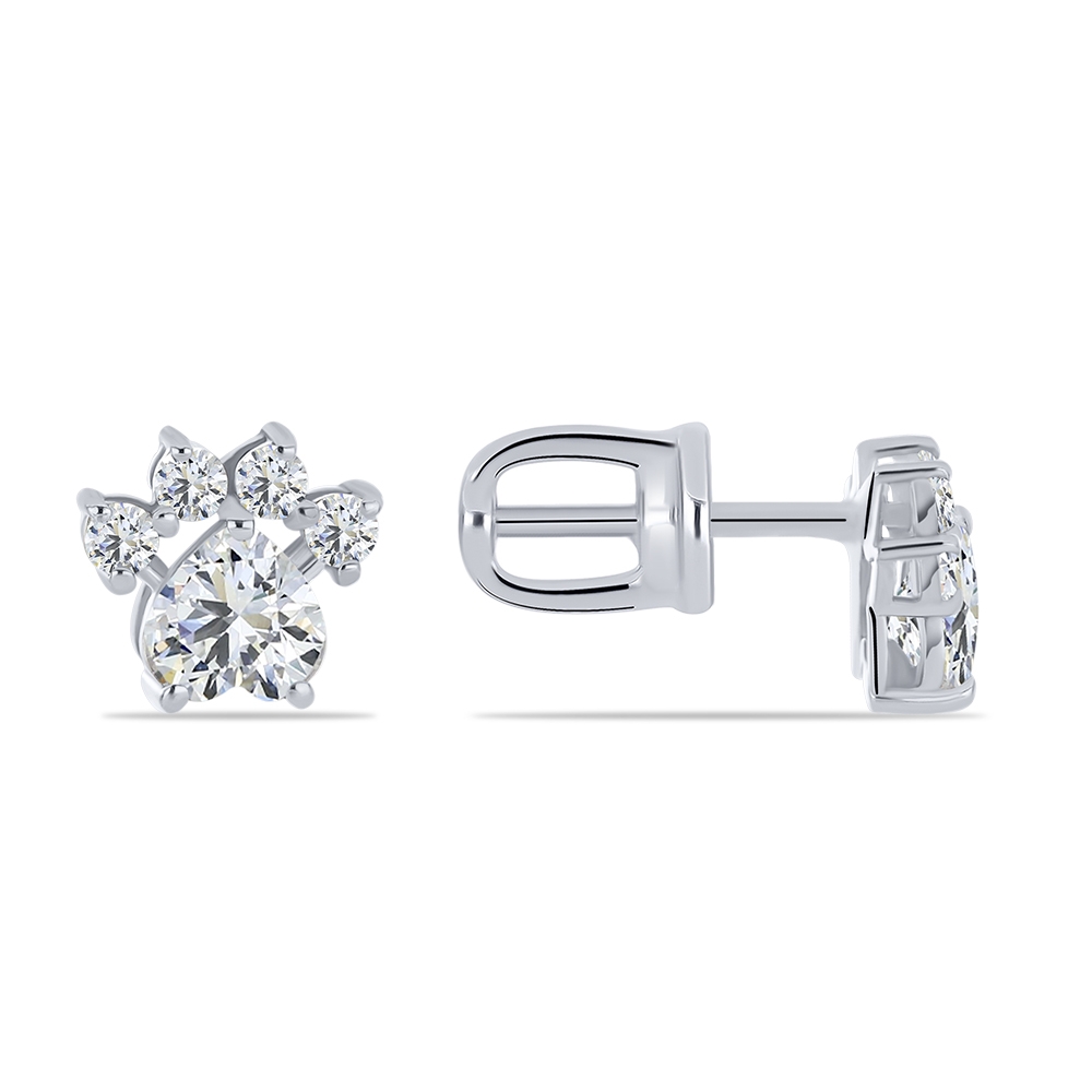 Cercei Pusete din argint  cu pietre Cubic Zirconia Incolor
