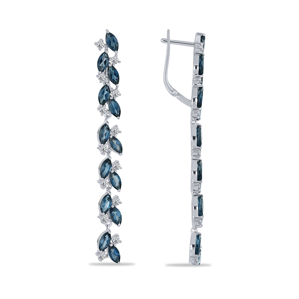 Cercei din argint  cu pietre Cubic Zirconia Incolor, Topaz London