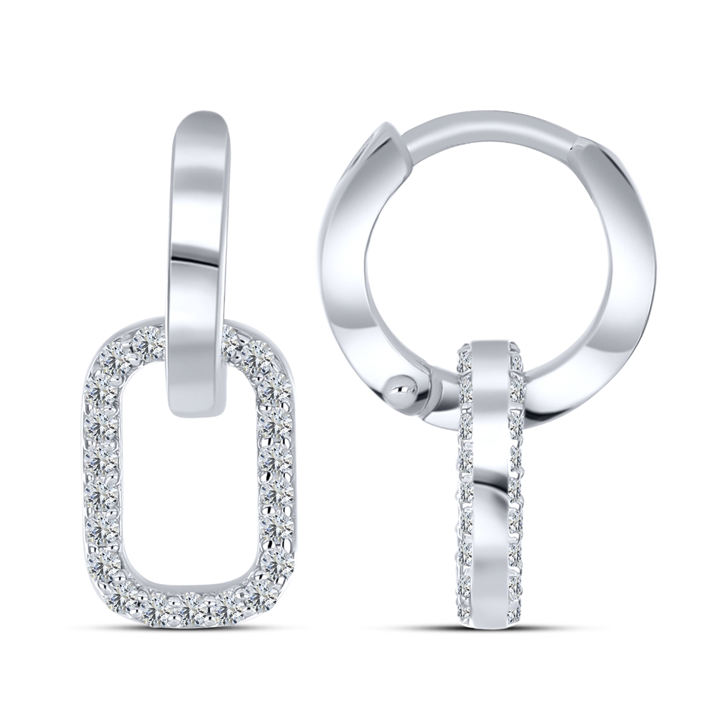 Cercei Creole din argint  cu pietre Cubic Zirconia Incolor