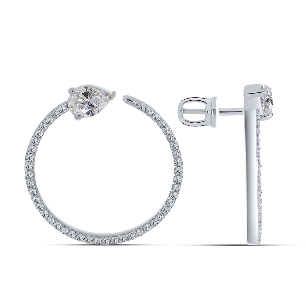 Cercei Pusete din argint  cu pietre Cubic Zirconia Incolor