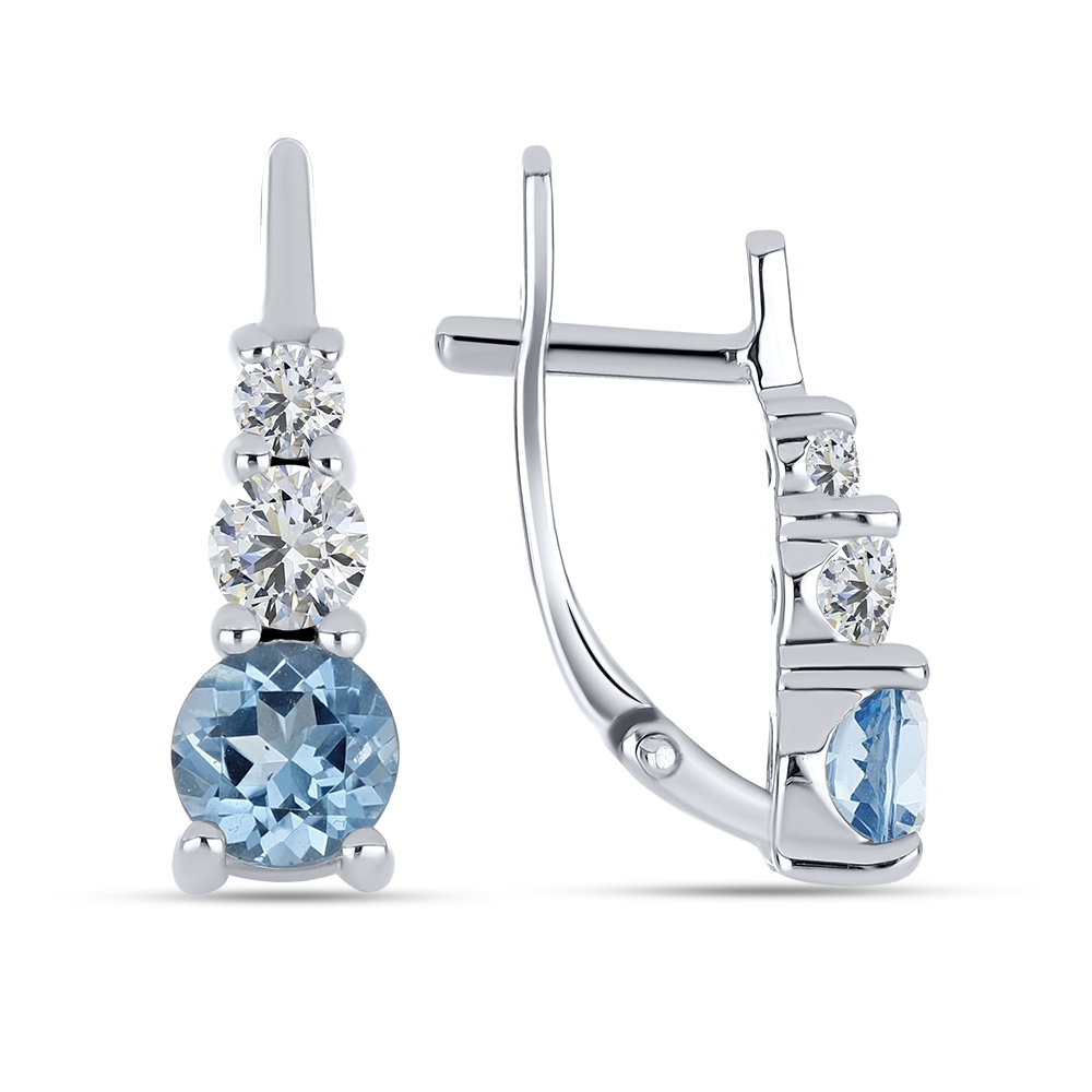 Cercei din argint  cu pietre Cubic Zirconia Incolor, Topaz Swiss