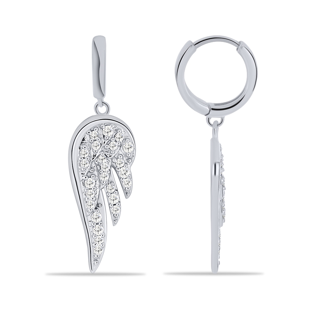 Cercei Creole din argint  cu pietre Cubic Zirconia Incolor