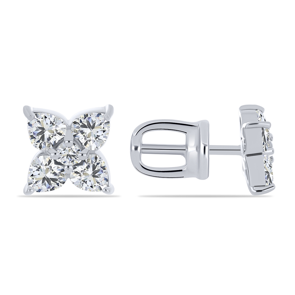 Cercei Pusete din argint  cu pietre Cubic Zirconia Incolor
