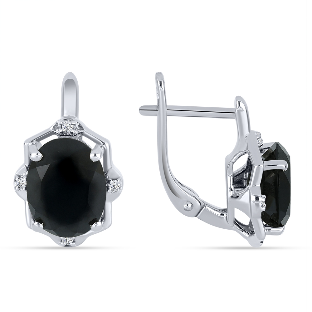 Cercei din argint  cu pietre Cubic Zirconia Incolor, Spinel