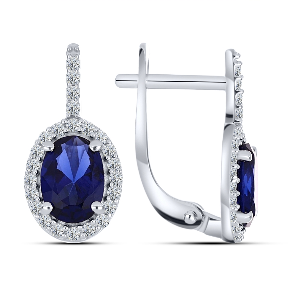Cercei din argint  cu pietre Cubic Zirconia Incolor, Corindon